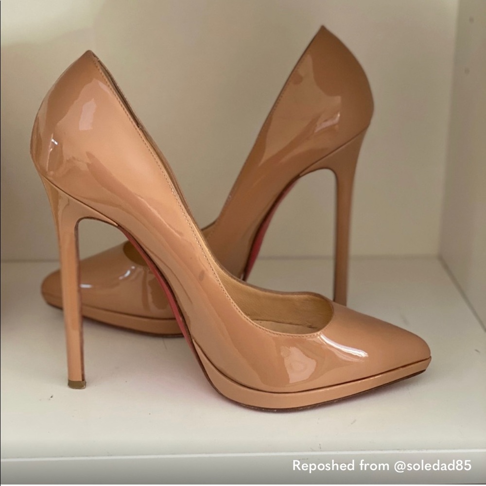 Christian Louboutin Nude Patent Pigalle Pumps 120